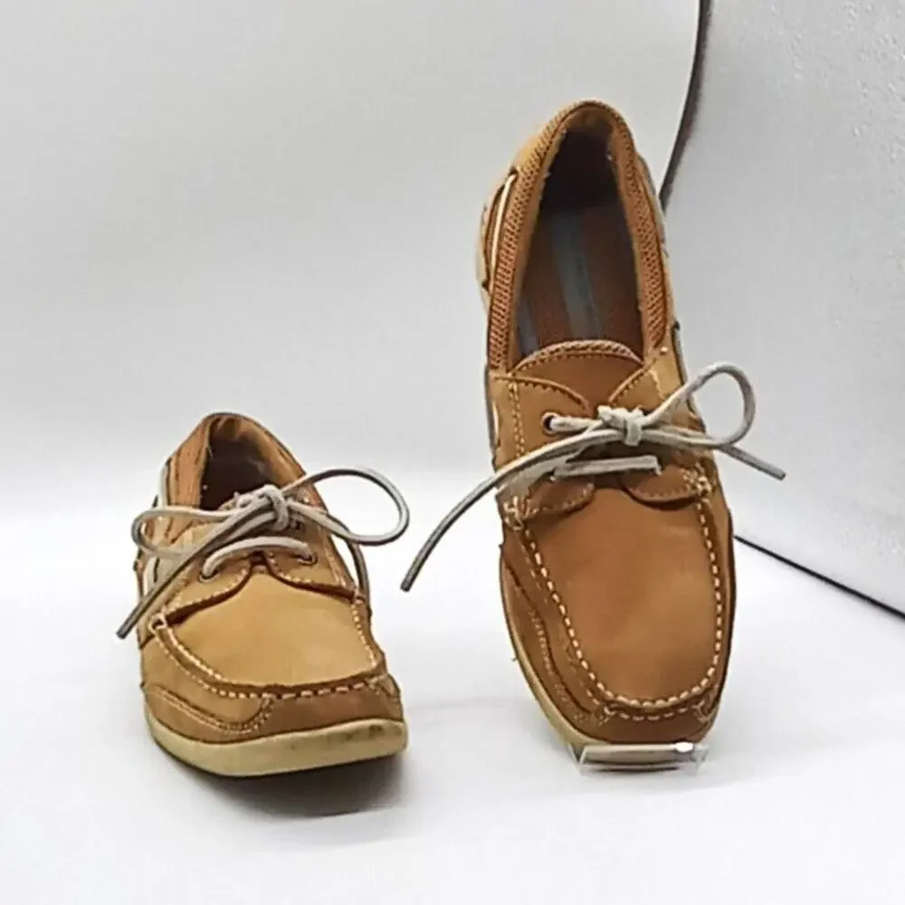Bass Boat Shoes Loafers Breezy Brown Leather Tie Men's 9.5 Leather Uppers